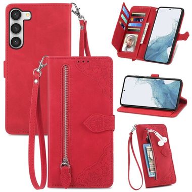 Peňaženkové kožené puzdro ZIPPER na Samsung Galaxy S23 Plus 5G – Červená