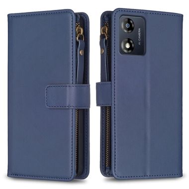 Peňaženkové kožené puzdro Zipper Wallet na Moto E13 - Modrá