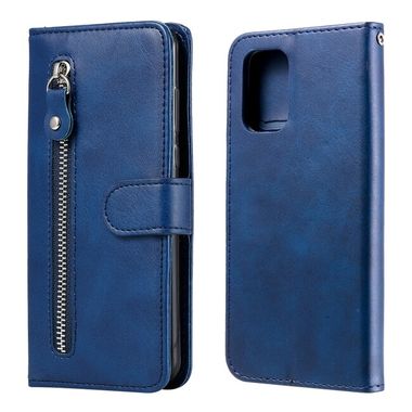Peňaženkové kožené puzdro ZIPPER na Xiaomi Redmi Note 10 5G - Modrá