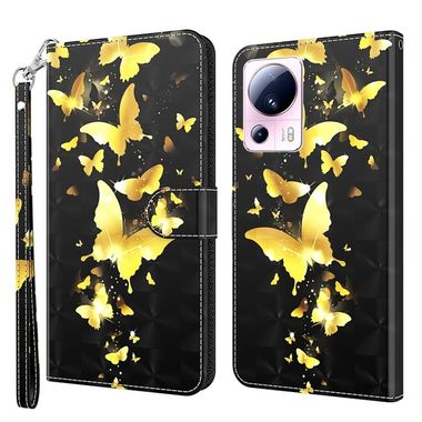 Peňaženkové 3D puzdro na Xiaomi 13 Lite - Gold Butterfly