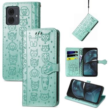 Peňaženkové puzdro Cat and Dog na Motorola G14 – Zelená