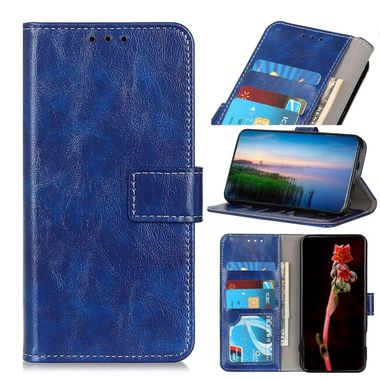 Peňaženkové kožené puzdro Crazy Horse na Xiaomi Redmi Note 13 - Modrá
