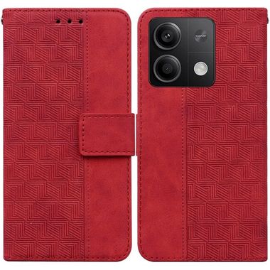 Peňaženkové kožené puzdro Geometric na Xiaomi Redmi Note 13 - Červená