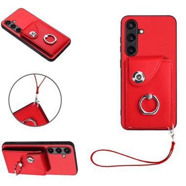 Ring Holder kryt Card Bag na Samsung Galaxy S24 5G - Červená