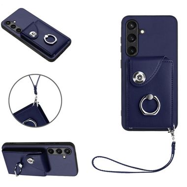 Ring Holder kryt Card Bag na Samsung Galaxy S24 5G - Modrá
