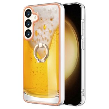 Ring Holder kryt Electroplating na Samsung Galaxy S24 5G - Draft Beer