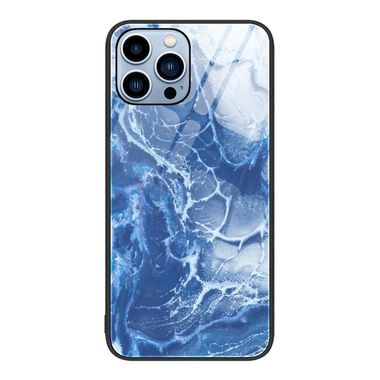 Sklenený kryt MARBLE na iPhone 14 Pro - Blue Ocean