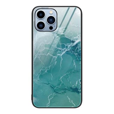 Sklenený kryt MARBLE na iPhone 14 Pro - Green Ocean