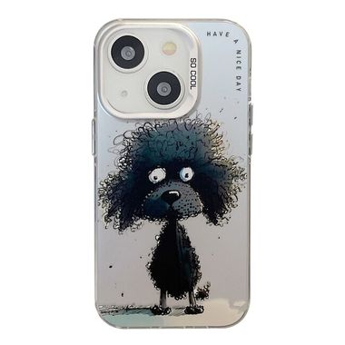 Sklenený kryt Oil Painting na iPhone 15 - Black Dog